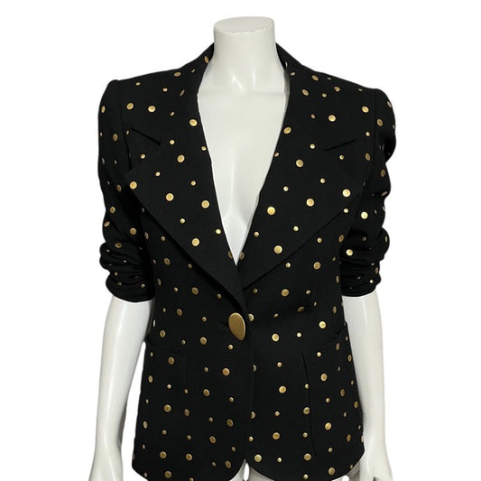 David Hayes Black 100% Pure Wool With Gold Studs Blazer Sz-8