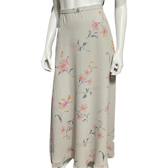 Oscar De La Renta 100% Silk Floral Maxi Skirt Sz-12