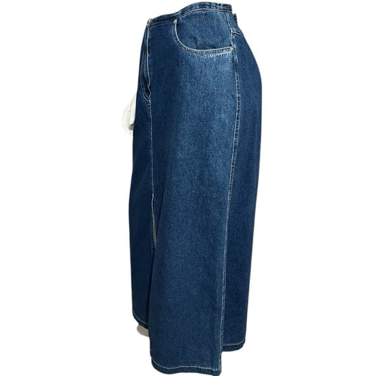 Jones New York 100% Cotton Denim Maxi With Split Skirt Sz-8