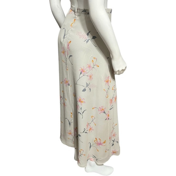 Oscar De La Renta 100% Silk Floral Maxi Skirt Sz-12