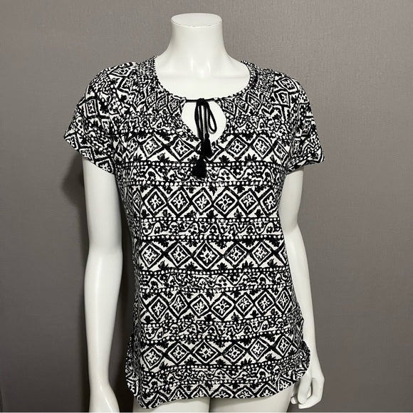 Lauren Ralph Lauren 100% Cotton Aztec Print Knit Top Sz-Large