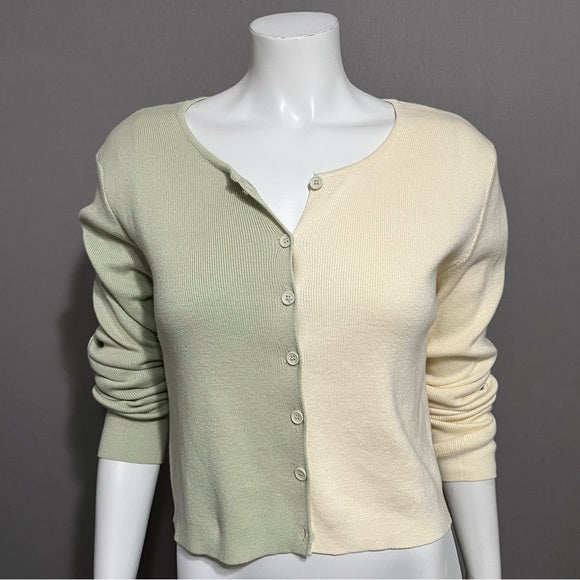 Princess Polly Green Beige 100% Cotton Ribbed 100% Cotton Cropped Sweater