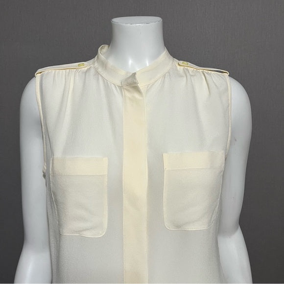 Banana Republic 100% Silk Cream Sleeveless Blouse Sz-12