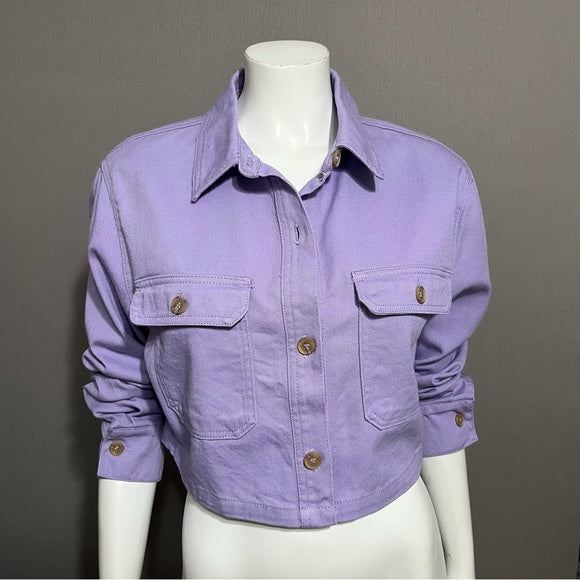 Love Tree Denim Lavender Cropped 100% Cotton Cropped Jacket Sz-Small