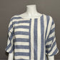Caslon Blue | White 100% Linen Striped V-Neck Top Sz-Medium