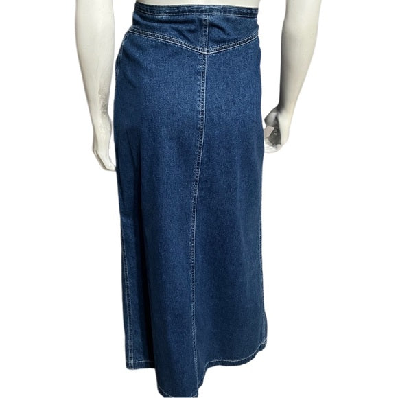 Jones New York 100% Cotton Denim Maxi With Split Skirt Sz-8