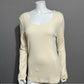 Newport News 100% Cotton Cream Long Sleeve Pearl Cuff Sleeve Sz-Large