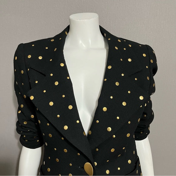 David Hayes Black 100% Pure Wool With Gold Studs Blazer Sz-8