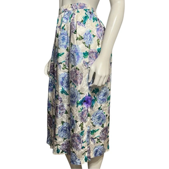 Anne Crimmins Lavender Floral Midi Skirt Sz-8