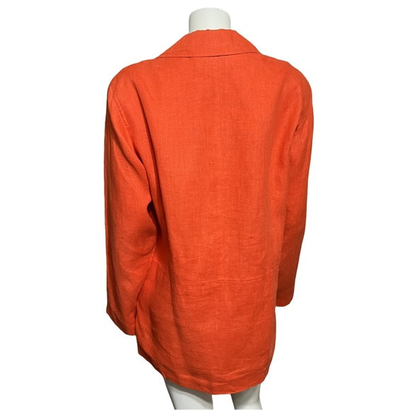 Preswick & Moore Orange 100% Linen Long Blazer Sz-10