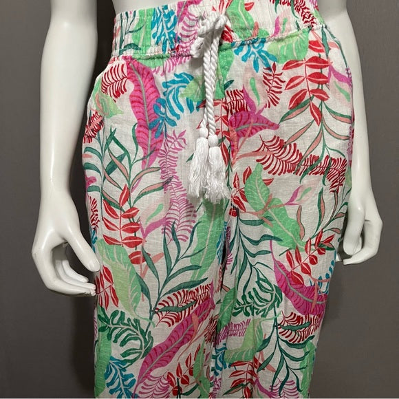 ⭐️Cynthia Rowley 100% Linen Hawaiian Floral Pants Sz-Large