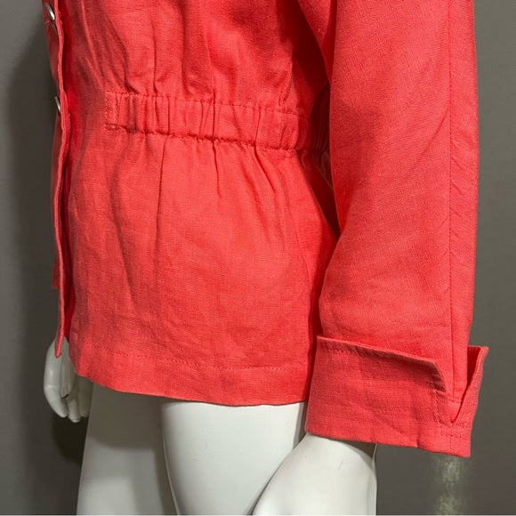 Jones New York Coral 100% Linen Button Front Blazer Sz-Small