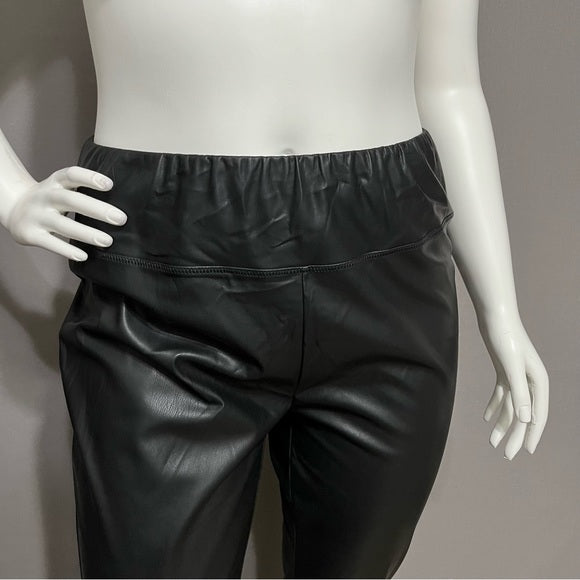 Lauren Ralph Lauren Black Stretch Waist Faux Leather Leggings Sz-20W