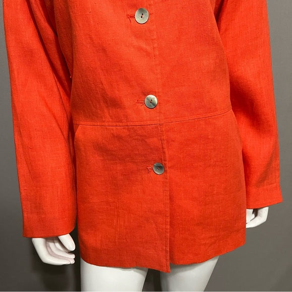 Preswick & Moore Orange 100% Linen Long Blazer Sz-10