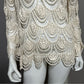 Blue Pepper Cream Crochet Knit Scalloped Hem 100% Cotton Top Sz-Large