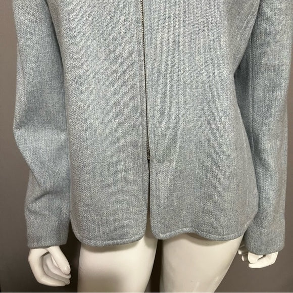 Jones New York Wool Cashmere Zip Up Pastel Blue Blazer Sz-14