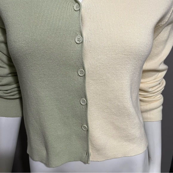 Princess Polly Green Beige 100% Cotton Ribbed 100% Cotton Cropped Sweater