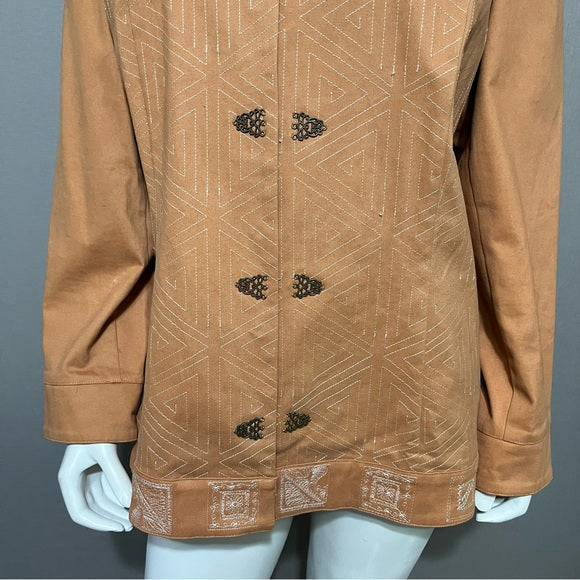 Maggie Sweet Cotton Embroidered Rust Lightweight Jacket Sz-Large