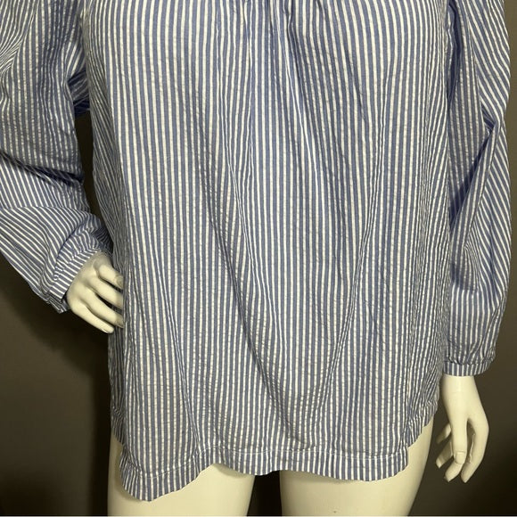 Terra & Sky Blue Striped Square Neck 100% Cotton Sz-2X