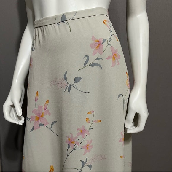 Oscar De La Renta 100% Silk Floral Maxi Skirt Sz-12