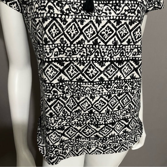 Lauren Ralph Lauren 100% Cotton Aztec Print Knit Top Sz-Large