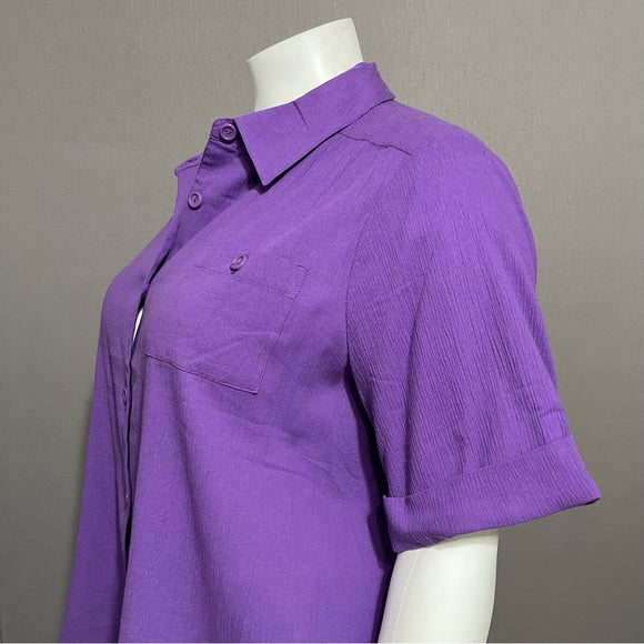 ⭐️Vicki Wayne 100% Cotton Purple Button Front Shirt Sz-2X