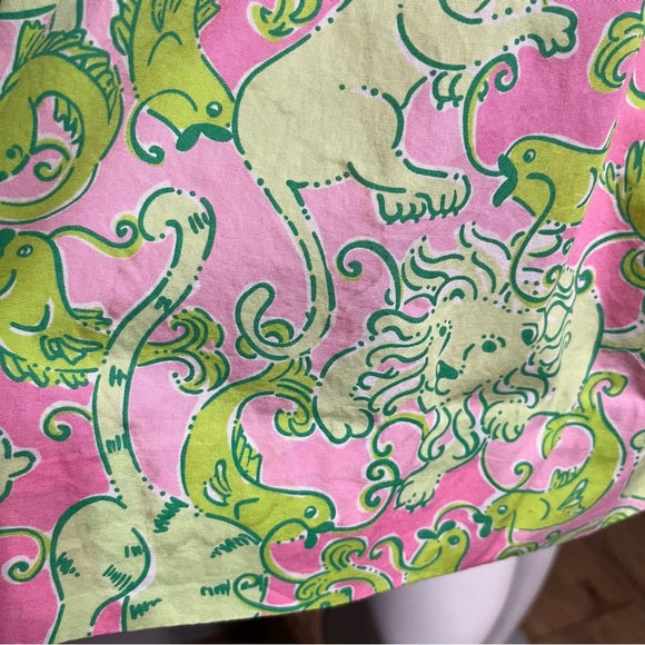 Lilly Pulitzer Pink & Green Animal Print 100% Cotton Dress Sz-2