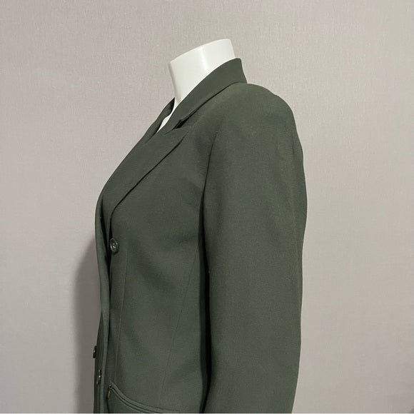 Kasper Army Green Double Breasted Blazer Sz-6