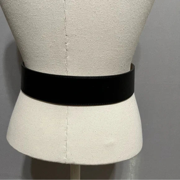 Liz Claiborne Black Leather Wide With Gold Belt Sz-Small