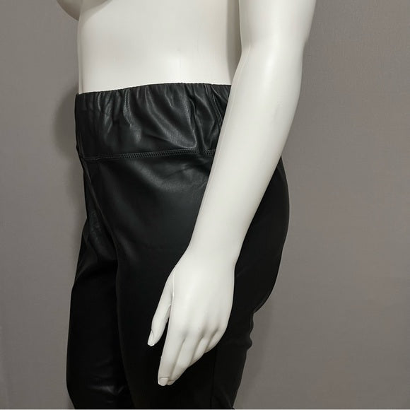 Lauren Ralph Lauren Black Stretch Waist Faux Leather Leggings Sz-20W