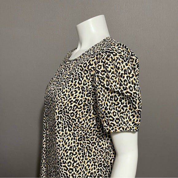 J. Crew Cotton Cheetah Print Shirt Sleeve Shirt Sz-Medium