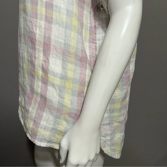 Isaac Mizrahi 100% Linen Square Pastel Print Shirt Sz-Large