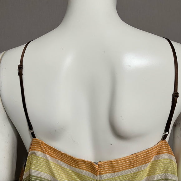 BCBG Green/Orange/Brown Silk Halter Blouse Sz-Large