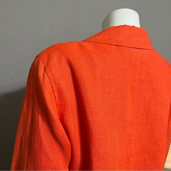 Preswick & Moore Orange 100% Linen Long Blazer Sz-10