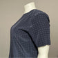 Nora Noh Navy 100% Silk Polka Dot Short Sleeve Blouse Sz-XL