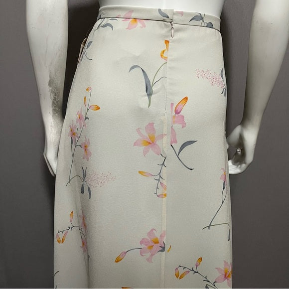 Oscar De La Renta 100% Silk Floral Maxi Skirt Sz-12