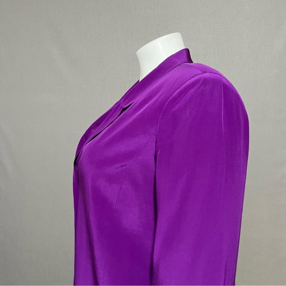 Diane Gilman 100% Silk Purple Long Lightweight 3 Button Blazer Size - 1X