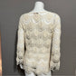 Blue Pepper Cream Crochet Knit Scalloped Hem 100% Cotton Top Sz-Large