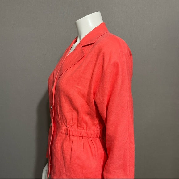 Jones New York Coral 100% Linen Button Front Blazer Sz-Small