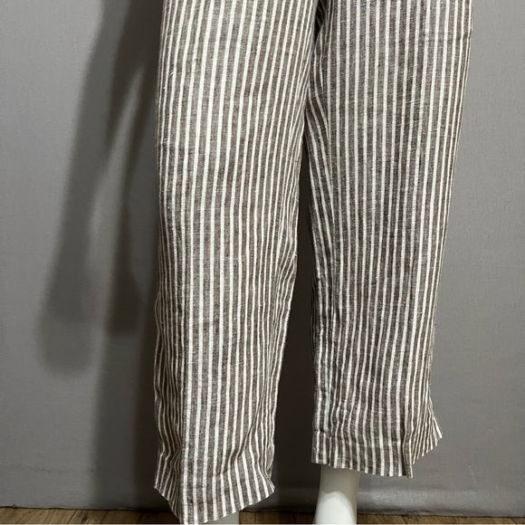 Chico’s 100% Linen Stripe Loose Fit Cropped Pants Sz-0.5 or Large