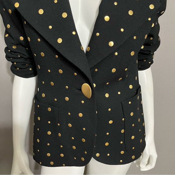 David Hayes Black 100% Pure Wool With Gold Studs Blazer Sz-8