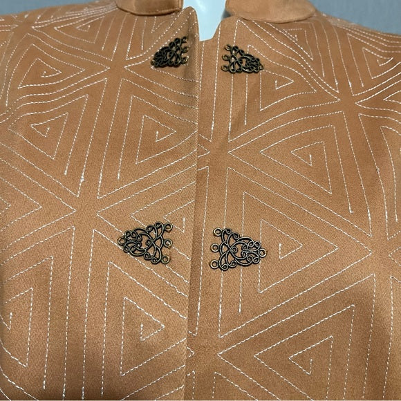 Maggie Sweet Cotton Embroidered Rust Lightweight Jacket Sz-Large