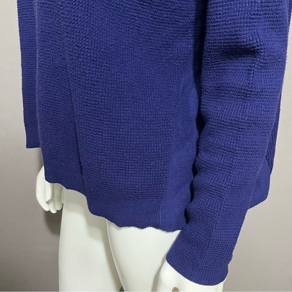 Eileen Fisher Blue 100% Organic Cotton Waffle Knit Lightweight Sweater Sz-XS