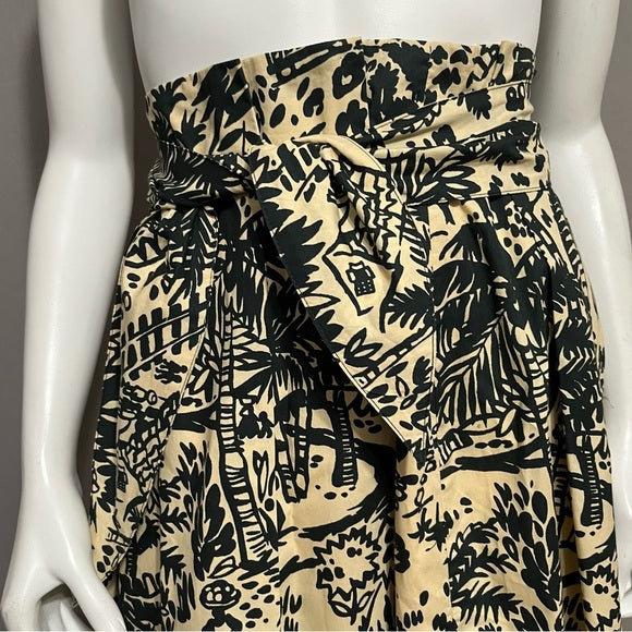 Corey Lynn Calter Anthropologie Tropical Pleated 100% Cotton Skirt Size -2