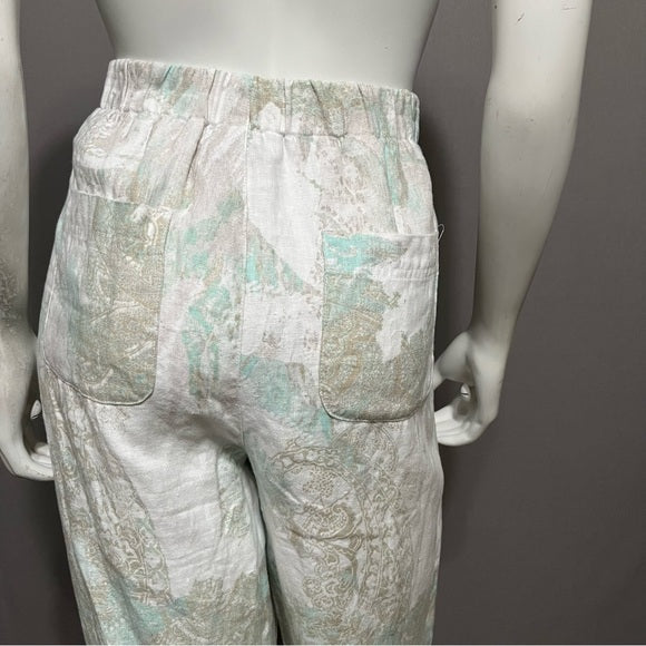 Chico Paisley Ikat Print Neutral Color Elastic Waist Pants Sz-1 (Medium/Large)