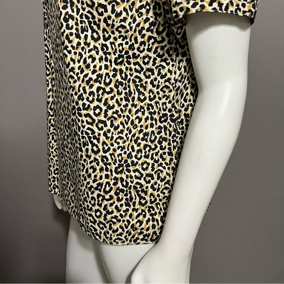 J. Crew Cotton Cheetah Print Shirt Sleeve Shirt Sz-Medium