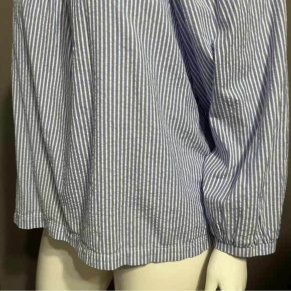 Terra & Sky Blue Striped Square Neck 100% Cotton Sz-2X