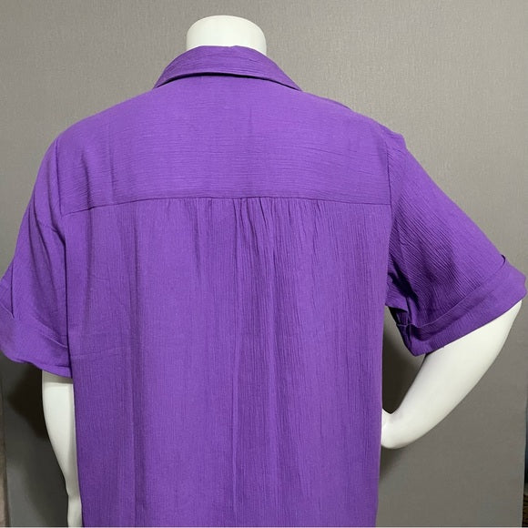 ⭐️Vicki Wayne 100% Cotton Purple Button Front Shirt Sz-2X