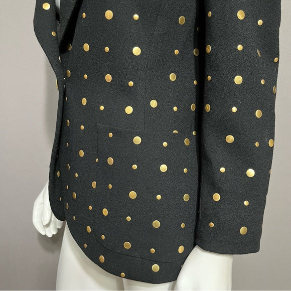 David Hayes Black 100% Pure Wool With Gold Studs Blazer Sz-8