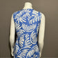 Island Company Tropical Print Blue &amp; White Sleeveless 100% Linen Dress Sz-Medium